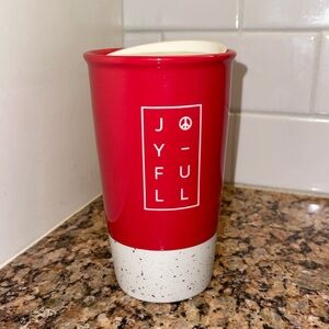 COLLECTOR’S item! Brand NEW Starbucks Joyful Ceramic Tumbler Cup Mug. 12 oz 😊❤️